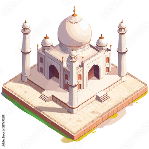 Taj mahal isolated on a white background