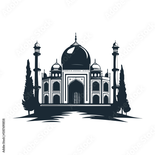 Taj mahal isolated on a white background
