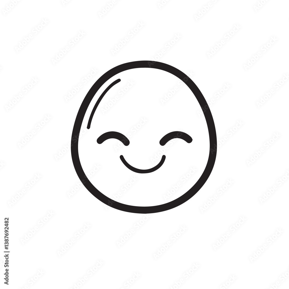 Smiling face icon expresses joy against white background graphic Smiling face icon expresses joy against white background graphic