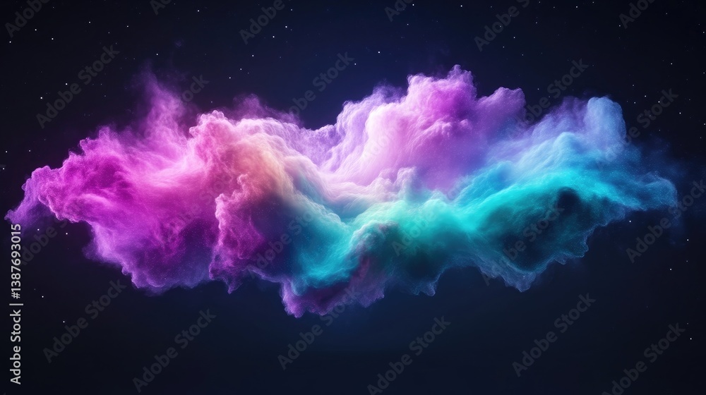 Cosmic Nebula Cloud Fantasy Style High-Definition Render Landscape Soft Texture Floating in Space Dark Background Vibrant Hues Ideal for Sci-Fi Art