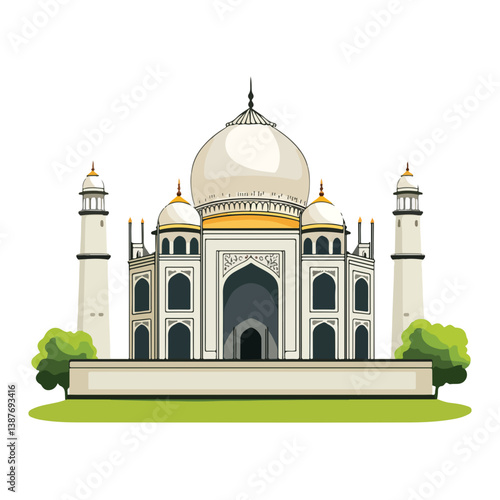 Taj mahal isolated on a white background