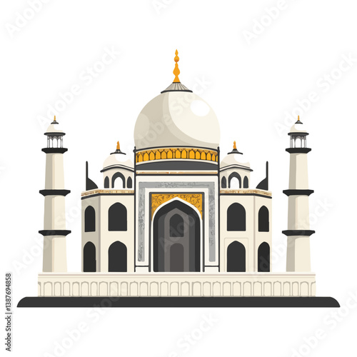 Taj mahal isolated on a white background