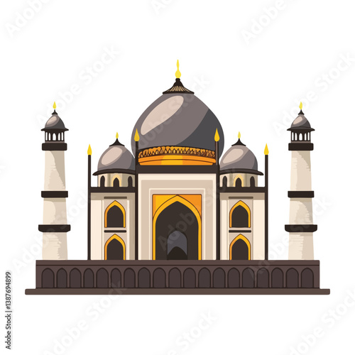 Taj mahal isolated on a white background