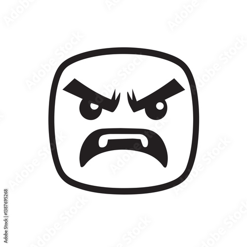 Angry face icon expresses frustration emotion design symbol