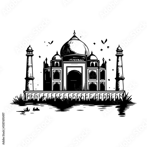 Taj mahal isolated on a white background
