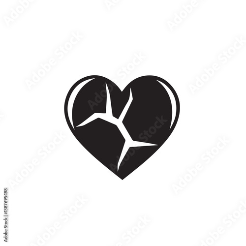 Broken heart represents fragility in grayscale design