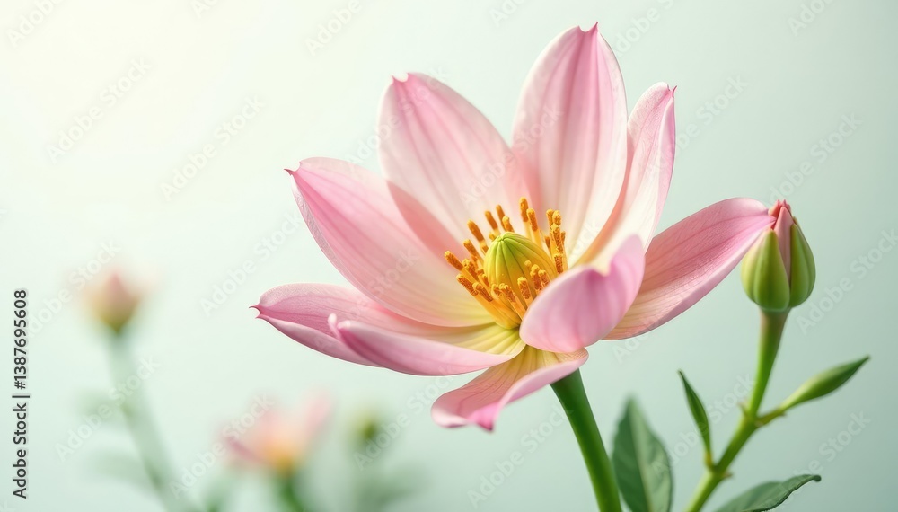 Delicate flower with intricate petals isolated on white background, closeup, greenery, flowers Delicate flower with intricate petals isolated on white background, closeup, greenery, flowers