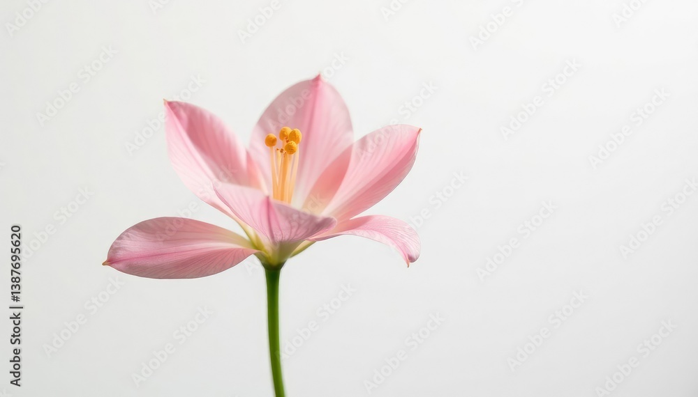 Delicate flower with soft petals on a white background, bloom, garden, delicate Delicate flower with soft petals on a white background, bloom, garden, delicate