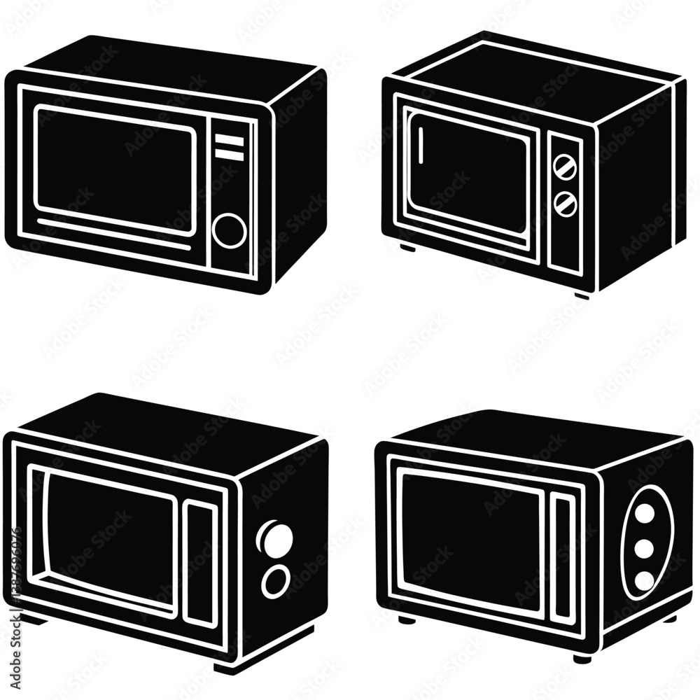 Fototapeta premium Microwave Vector Shilhouette Bundle Set Collection