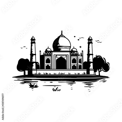 Taj mahal isolated on a white background