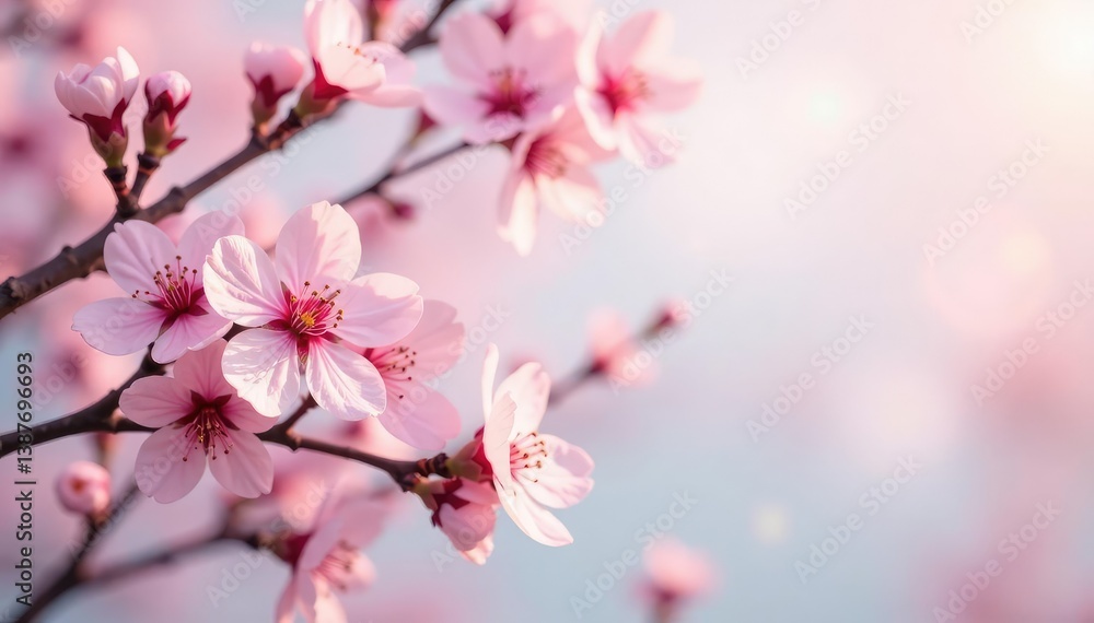 Delicate pink sakura blossoms, intricate branches, soft pastel background, beautiful, branch Delicate pink sakura blossoms, intricate branches, soft pastel background, beautiful, branch