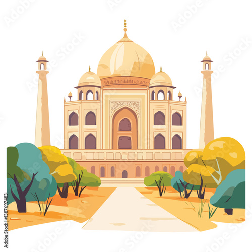 Taj mahal isolated on a white background
