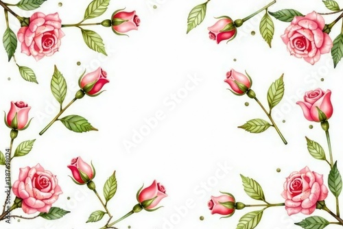 Wallpaper Mural Delicate watercolor rosebuds and leaves, repeating floral design, roses, floral design, paper Torontodigital.ca