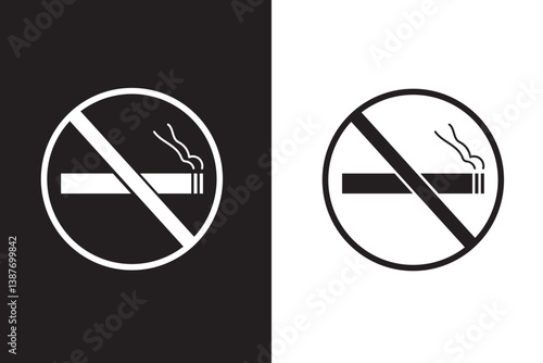 No smoking icon linear graphics set vector in black and white