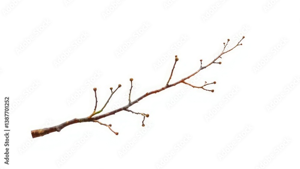Fototapeta premium Brown isolated tree branch on white background, wood, single