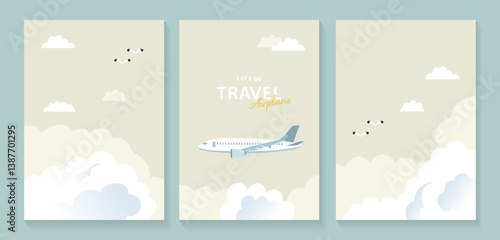 空を飛ぶ旅客機のイラスト素材_2