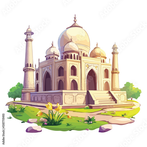 Taj mahal isolated on a white background