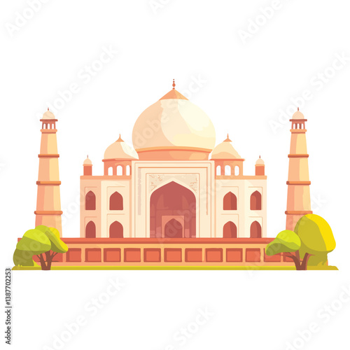 Taj mahal isolated on a white background