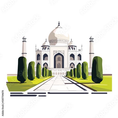 Taj mahal isolated on a white background