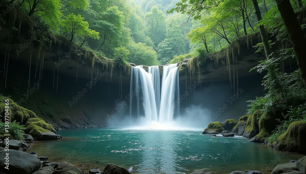 Obraz premium Serene Forest Waterfall