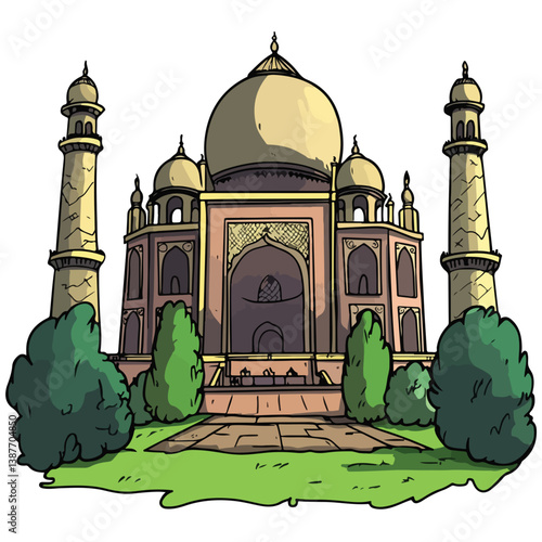 Taj mahal isolated on a white background