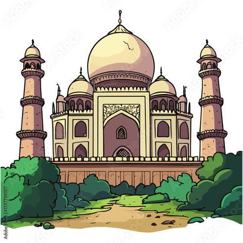 Taj mahal isolated on a white background