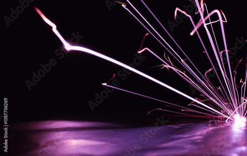 explosion of sparks from an electrical short circuit