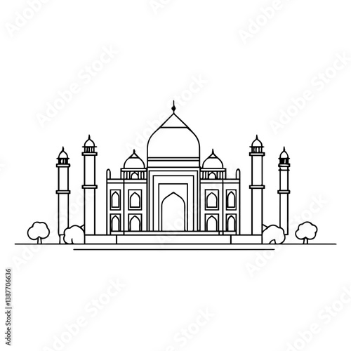 Taj mahal isolated on a white background