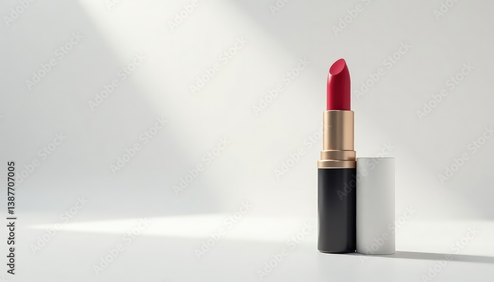 Elegant lipstick tube, pristine white backdrop, clean, minimal, design Elegant lipstick tube, pristine white backdrop, clean, minimal, design