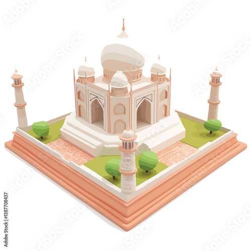 Taj mahal isolated on a white background