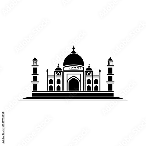 Taj mahal isolated on a white background