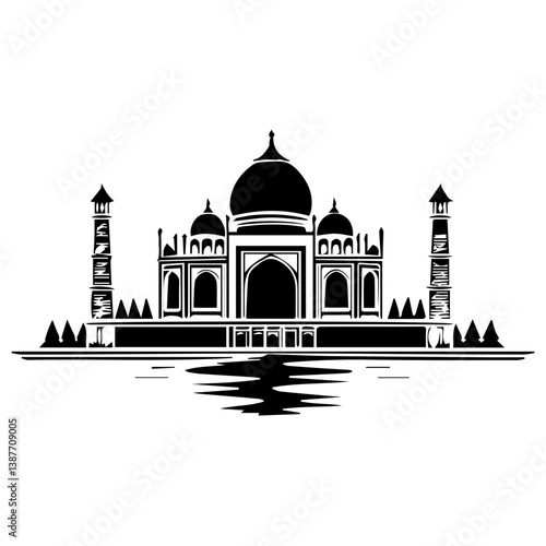 Taj mahal isolated on a white background