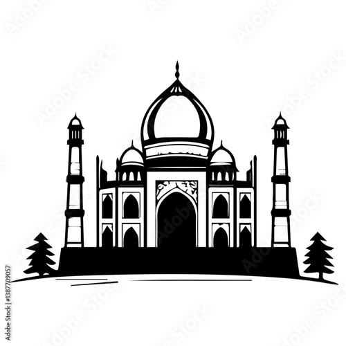 Taj mahal isolated on a white background