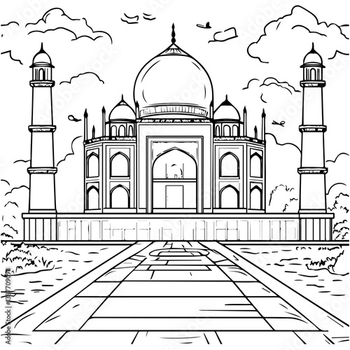 Taj mahal isolated on a white background
