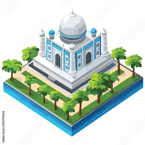 Taj mahal isolated on a white background