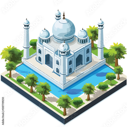 Taj mahal isolated on a white background