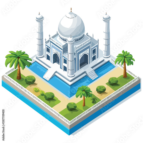 Taj mahal isolated on a white background