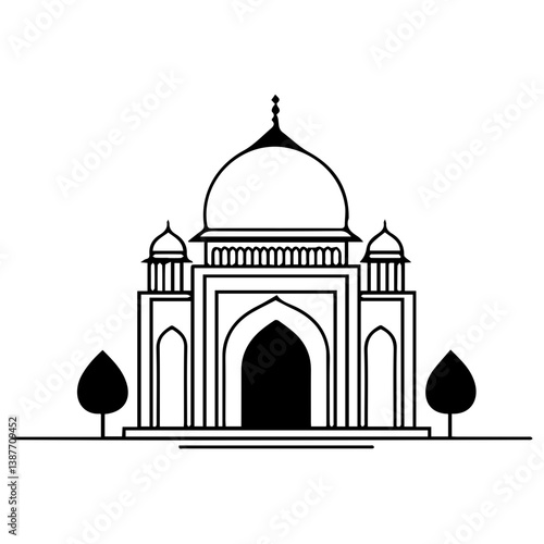 Taj mahal isolated on a white background
