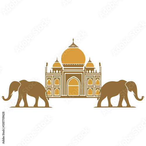 Taj mahal isolated on a white background