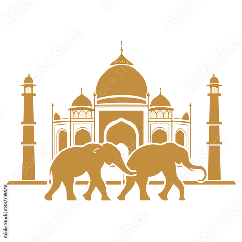Taj mahal isolated on a white background
