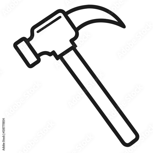 Carpenter Hammer Icon Outline on White Background