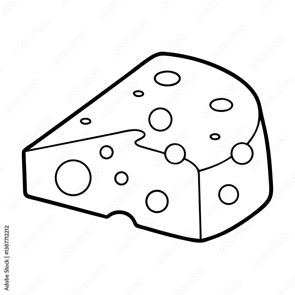 Cheese Food Coloring Book Page Line Art Drawing Cheese Food Coloring Book Page Line Art Drawing