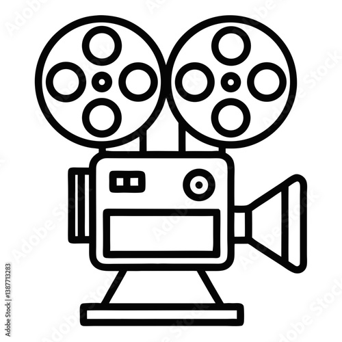 Classic Film Projector Icon on White Background