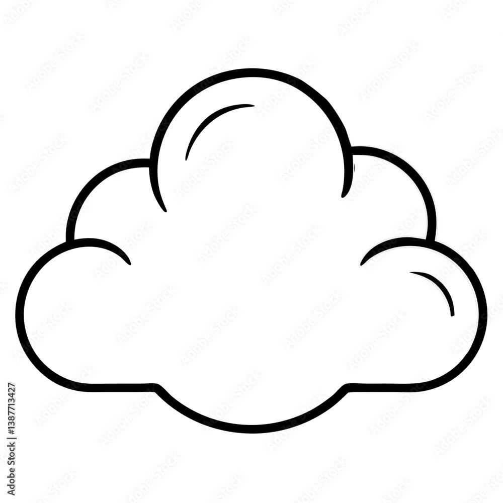 Cloud Icon Outline on White Background Coloring Book Page Cloud Icon Outline on White Background Coloring Book Page