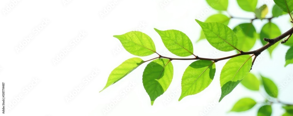 Fototapeta premium Isolated branch with leaves on white background, tree details, isolated, size