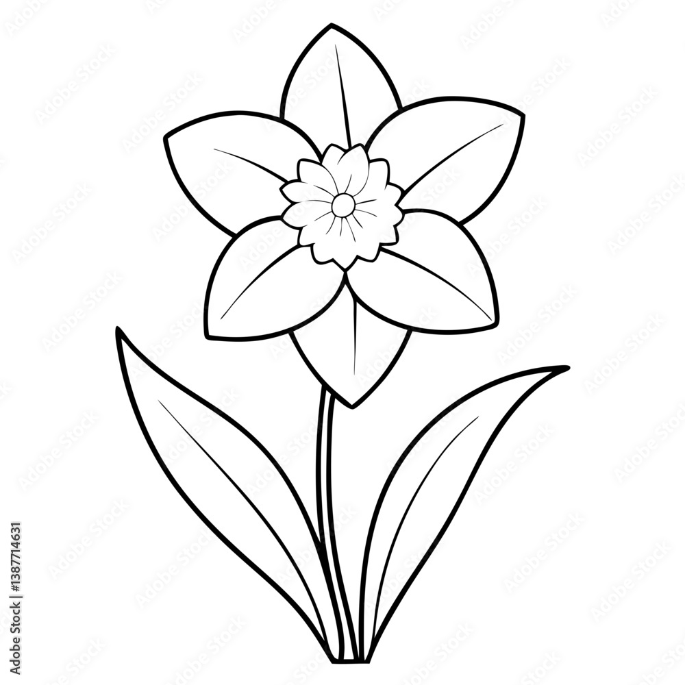 Obraz premium Daisy Flower Coloring Book Page Line Art Drawing