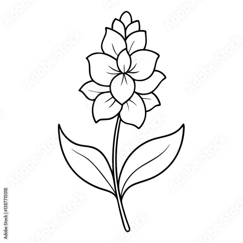 Delphinium Flower Coloring Book Page Line Art Drawing