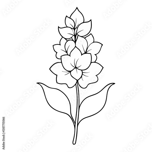 Delphinium Flower Coloring Book Page Line Art Drawing