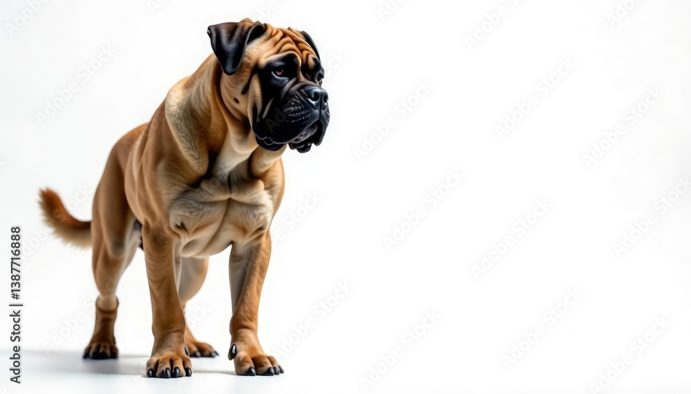 Obraz premium Majestic mastiff, powerful stance, white background, background, breed