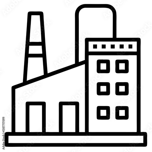 Factory Icon Outline on White Background